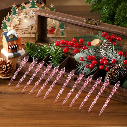 Simulation Ice Pendants Xmas Tree Hanging Ornaments Crystal Snowflake Winter Theme Decor
