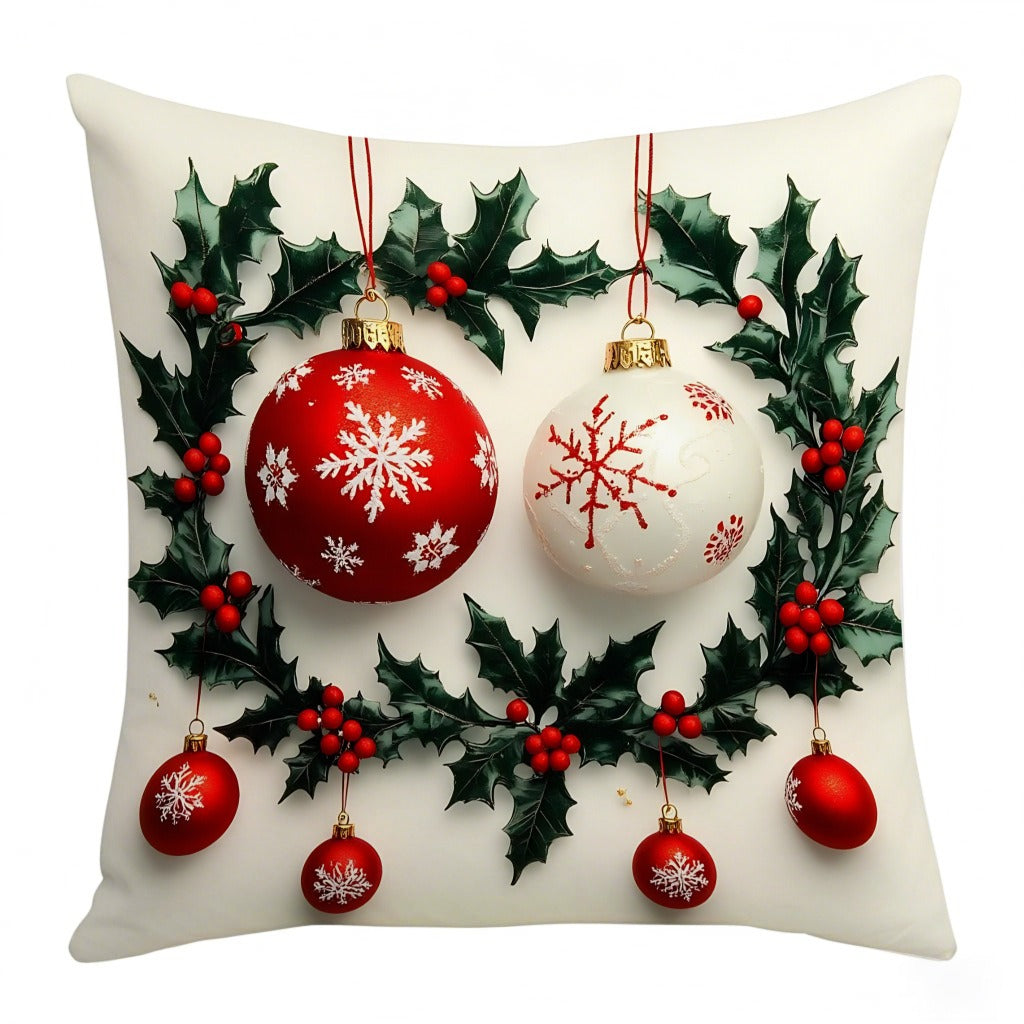 Snowman Print Linen Plush Throw Pillowcase Christmas Happy New Year Decor