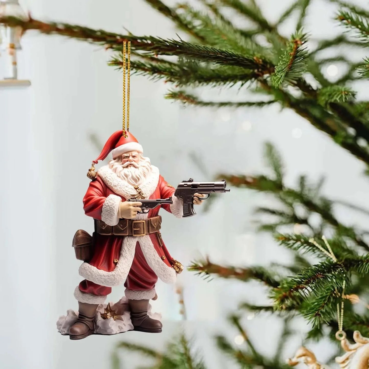 Acrylic Santa Pendant Christmas Ornament for Home Office Decor