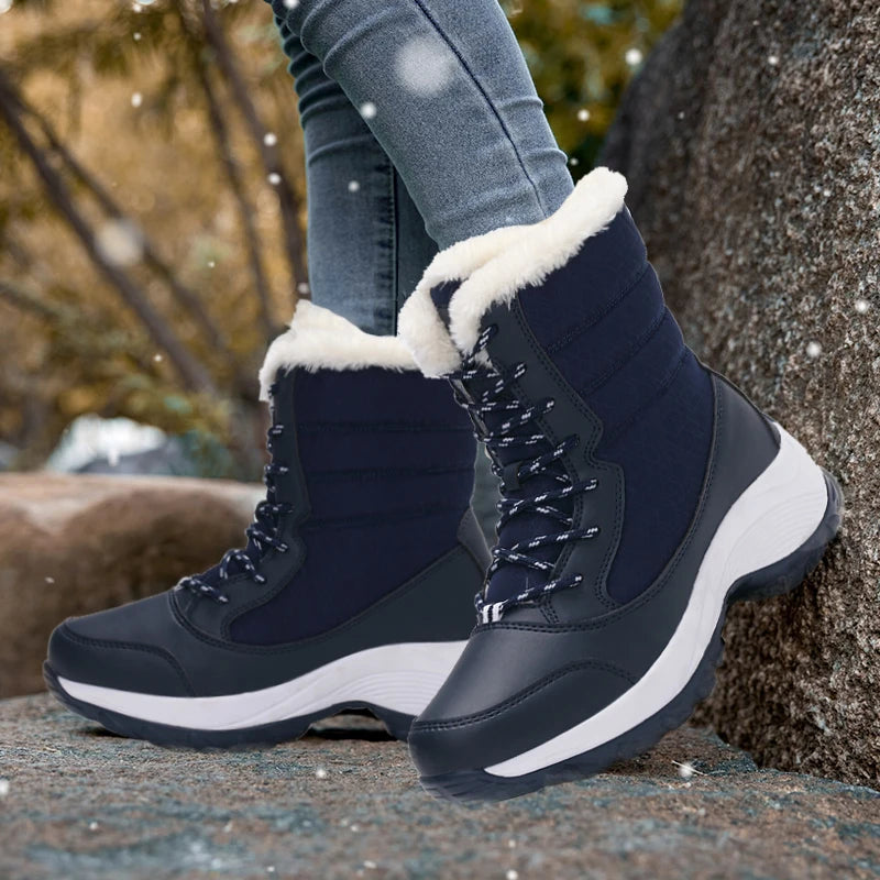 Women Snow Boots Waterproof Fur Wedges Platform Ankle Boots Nonslip Winter Thigh High Warm Shoes Fo 3