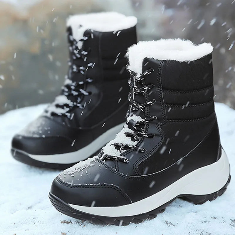 Women Snow Boots Waterproof Fur Wedges Platform Ankle Boots Nonslip Winter Thigh High Warm Shoes Fo 4