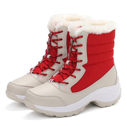 Women Snow Boots Waterproof Fur Wedges Platform Ankle Boots Nonslip Winter Thigh High Warm Shoes Fo 8