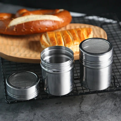 Stainless Steel Powder Sprinkler Dust Cover  Kitchen Powder Distributor Cocoa Cinnamon Sugar Season 1