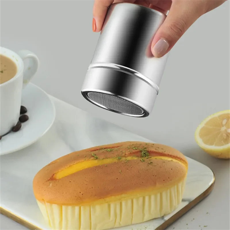 Stainless Steel Powder Sprinkler Dust Cover  Kitchen Powder Distributor Cocoa Cinnamon Sugar Season 3