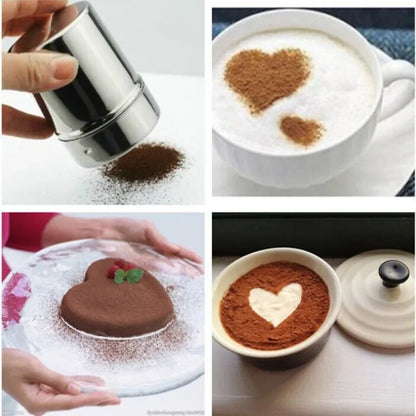 Stainless Steel Powder Sprinkler Dust Cover  Kitchen Powder Distributor Cocoa Cinnamon Sugar Season 4