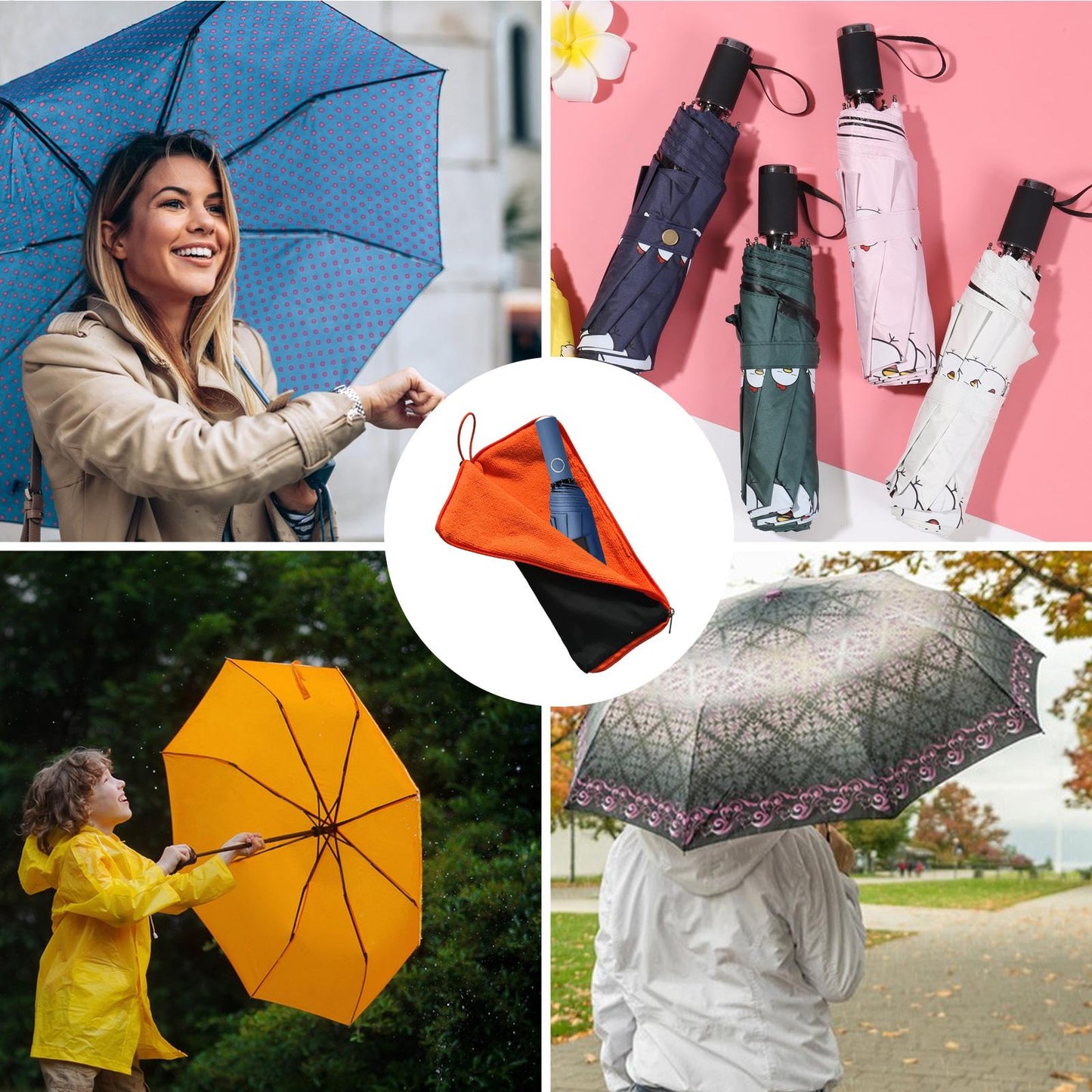 Chenille Outdoor Umbrella Storage Bag, Quick-Drying Super Absorbent Cover with Zipper for Umbrellas