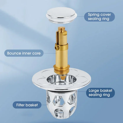 Bathroom Drain Cover PopUp Drain Stopper Hair Catcher Basin Filter Valve 3