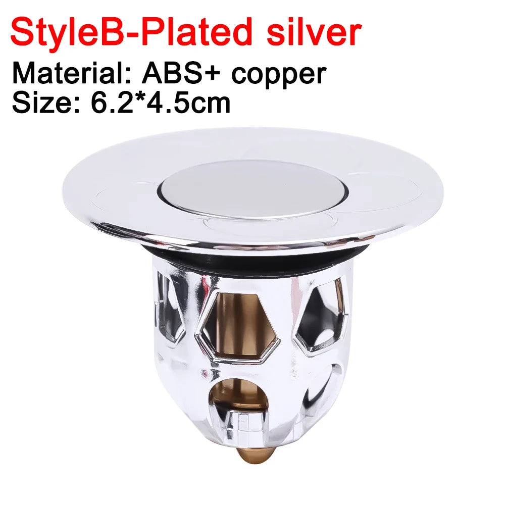 Bathroom Drain Cover PopUp Drain Stopper Hair Catcher Basin Filter Valve 6