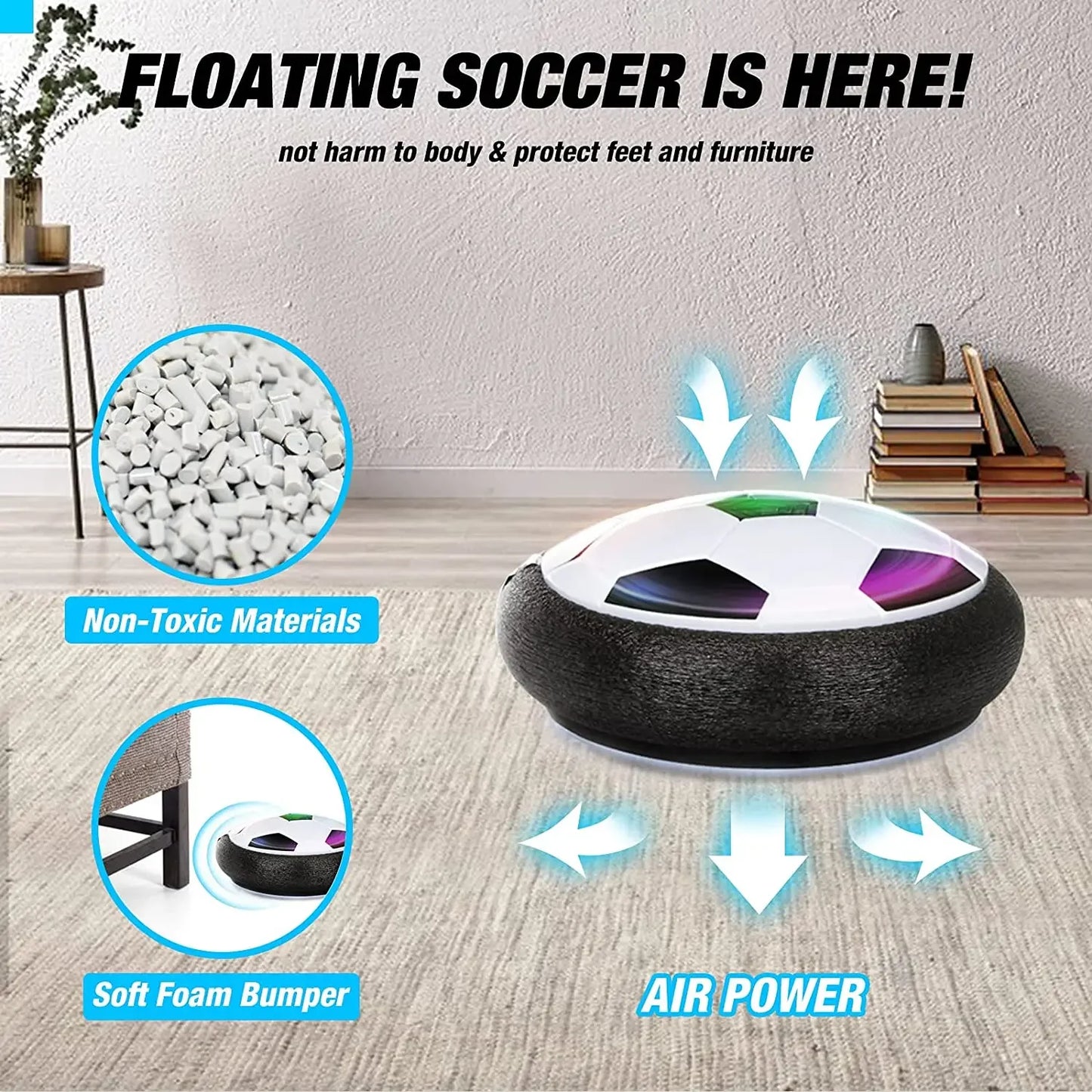 Electric Hover Soccer Ball Floating Football With LED Lights Music Soccer Toy For Children Indoor A 3
