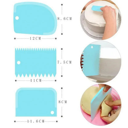 Cake Icing Smoother Tool Set 3pcs Scrapers For Cake Decorating Plastic Multifunctional Dough Scrape 5