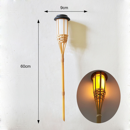 Outdoor Solar Flickering Flame Torch Light Waterproof Bamboo Patio Pathway Decor Landscape Lawn Lig 4