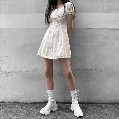 Ladies Chelsea Zipper Boots With Laceup Design And Platform Heel For Winter And Autumn Fashion 1