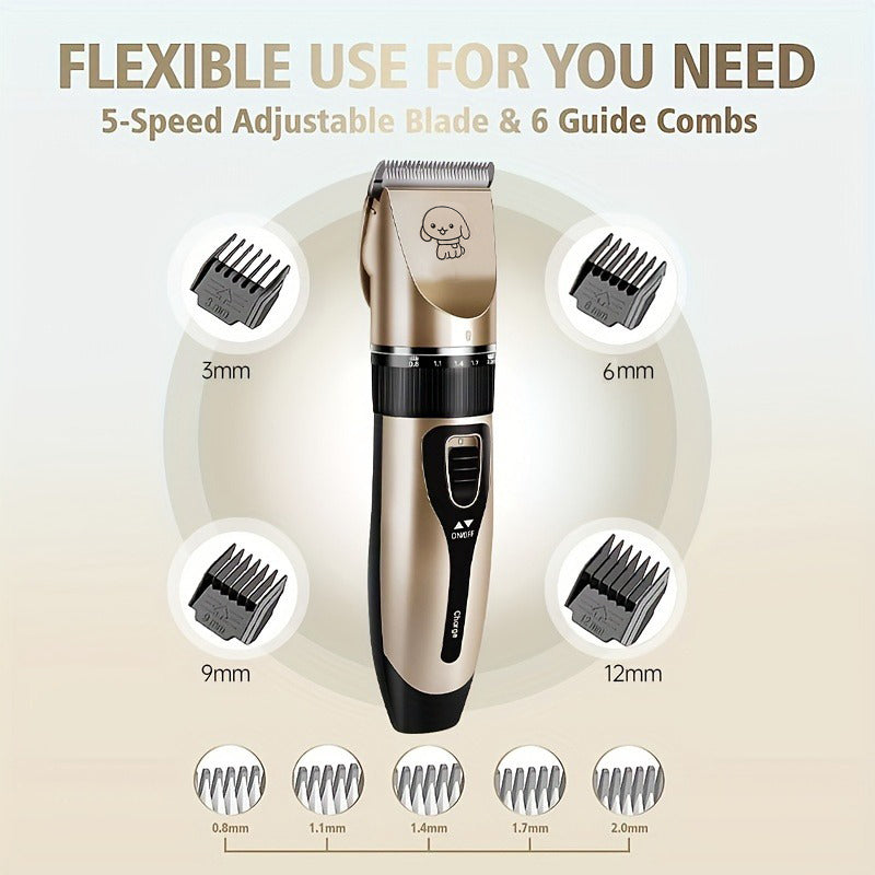 Electric Pet Hair Trimmer Kit, Precision Clippers for Professional Grooming, Perfect for Dogs and Cats at Home