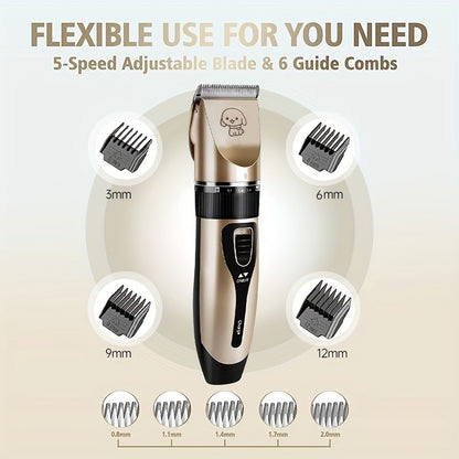 Electric Pet Hair Trimmer Kit, Precision Clippers for Professional Grooming, Perfect for Dogs and Cats at Home