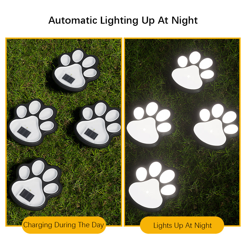 Waterproof Outdoor LED Solar Light Cat Animal Paw Print Garden Path Lamp for Lawn Decor