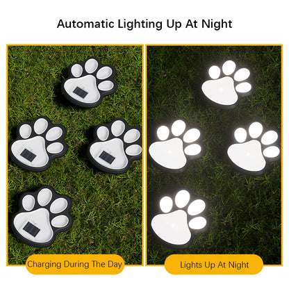 Waterproof Outdoor LED Solar Light Cat Animal Paw Print Garden Path Lamp for Lawn Decor