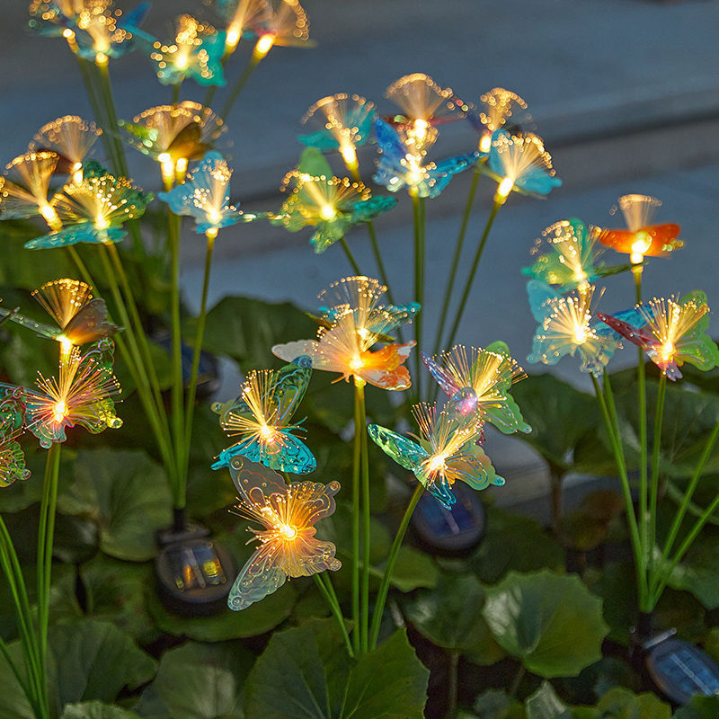 Outdoor Decoration Lawn Light, Solar LED Fiber Optic Butterfly Light, Garden Atmosphere Decoration