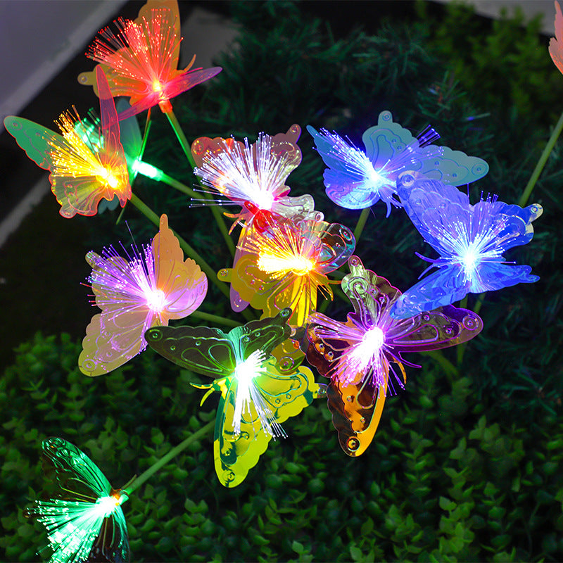 Outdoor Decoration Lawn Light, Solar LED Fiber Optic Butterfly Light, Garden Atmosphere Decoration