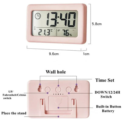 Mini Digital Clock With Temperature And Humidity Portable Desk Clock Electronics Thermometer Hygrom