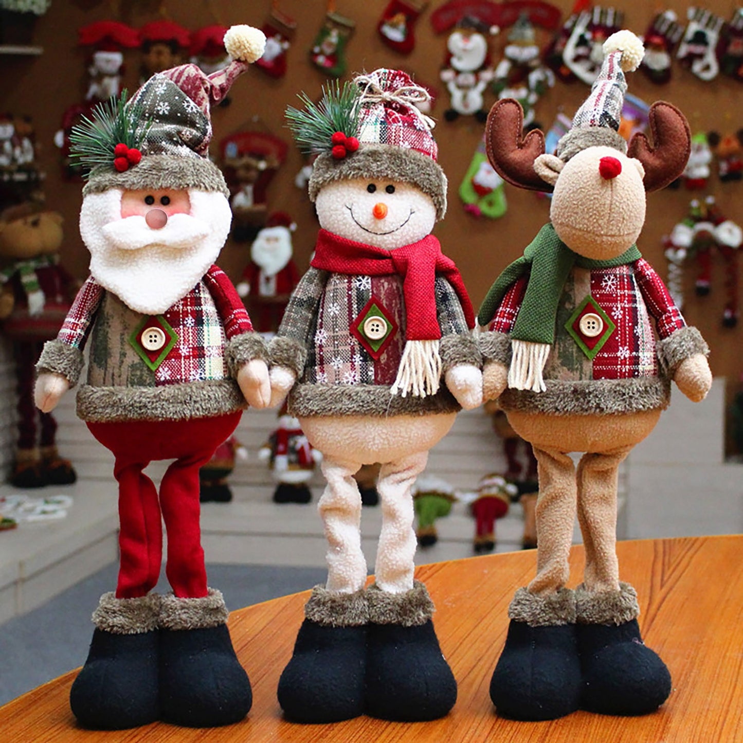Santa Claus Snowman Elk Doll Plush Ornaments New Big Christmas Tree Decorations Wedding Party Suppl 8