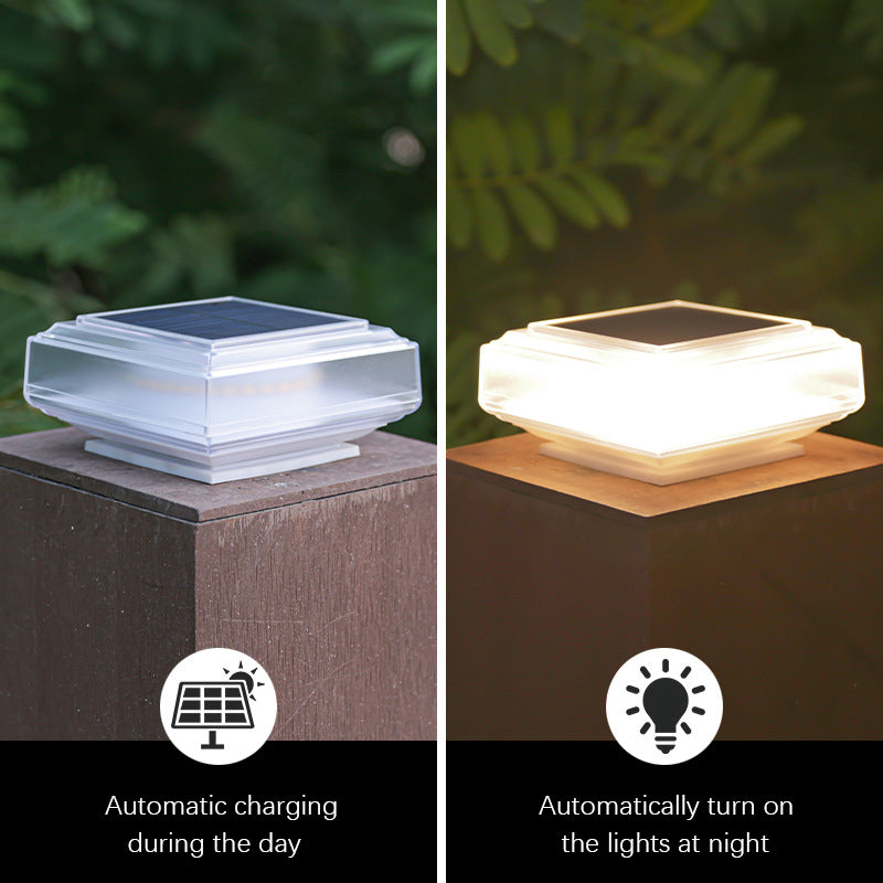 Outdoor Pillar Cap Lights Waterproof LED Solar Post Light For Fence Deck Column Lamp Garden Yard 3