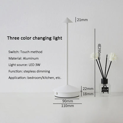 Rechargeable LED Table Lamp with Touch Sensor and Dimming for Bedroom, Hotel, Restaurant
