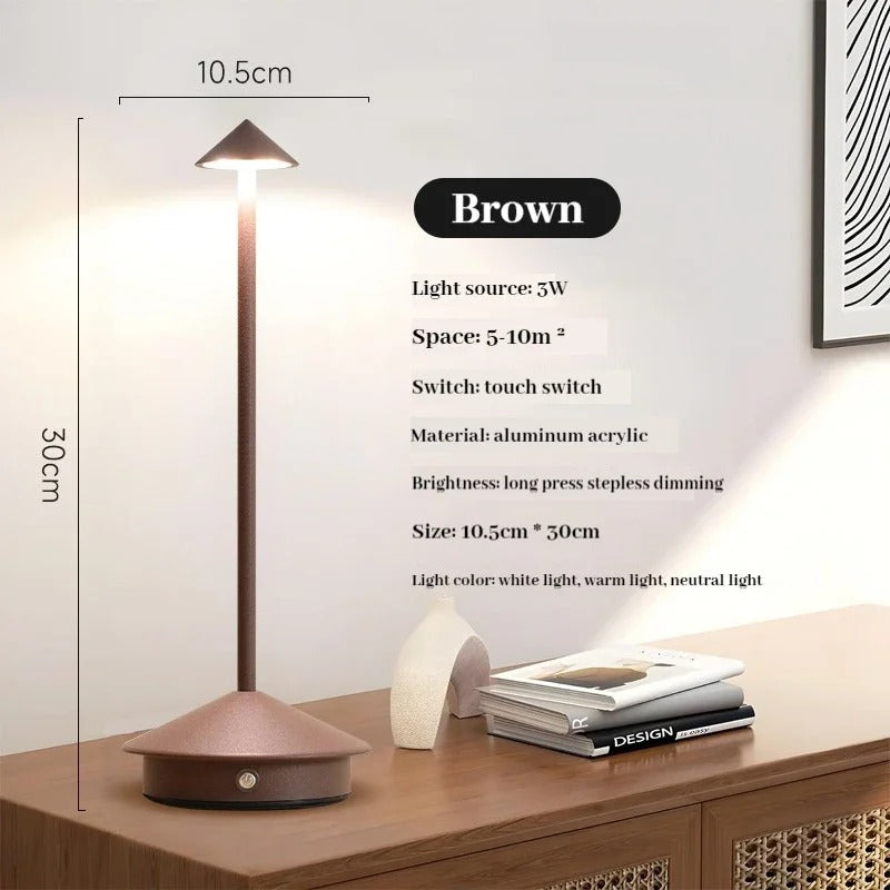 Rechargeable LED Table Lamp with Touch Sensor and Dimming for Bedroom, Hotel, Restaurant