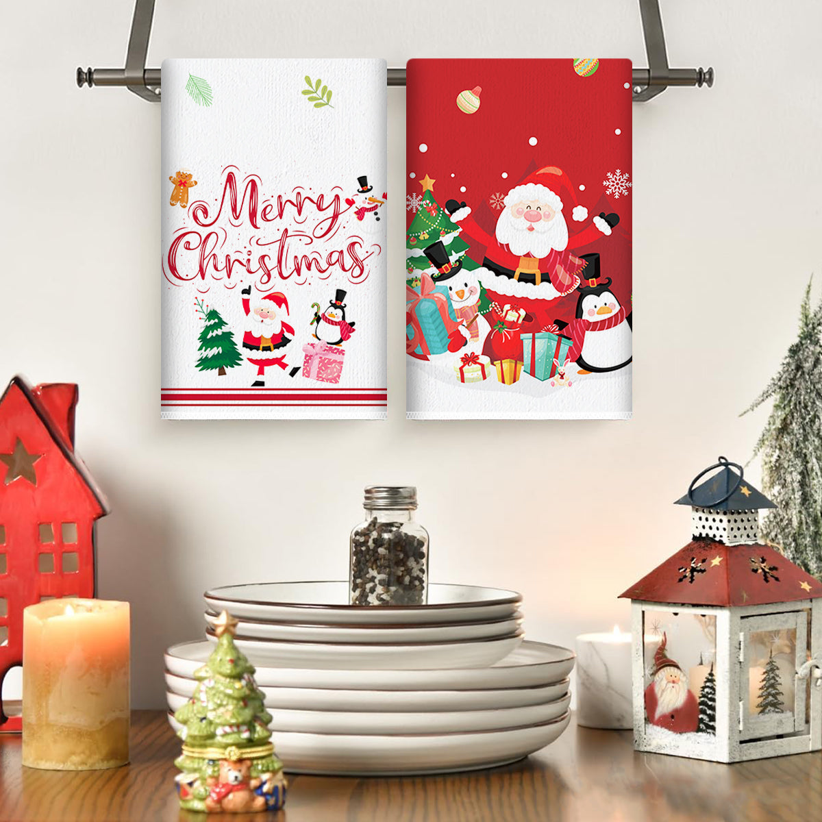 Merry Christmas Party Decoration Xmas Santa Claus Dish Towel Navidad Natal New Year Gift Christmas  5