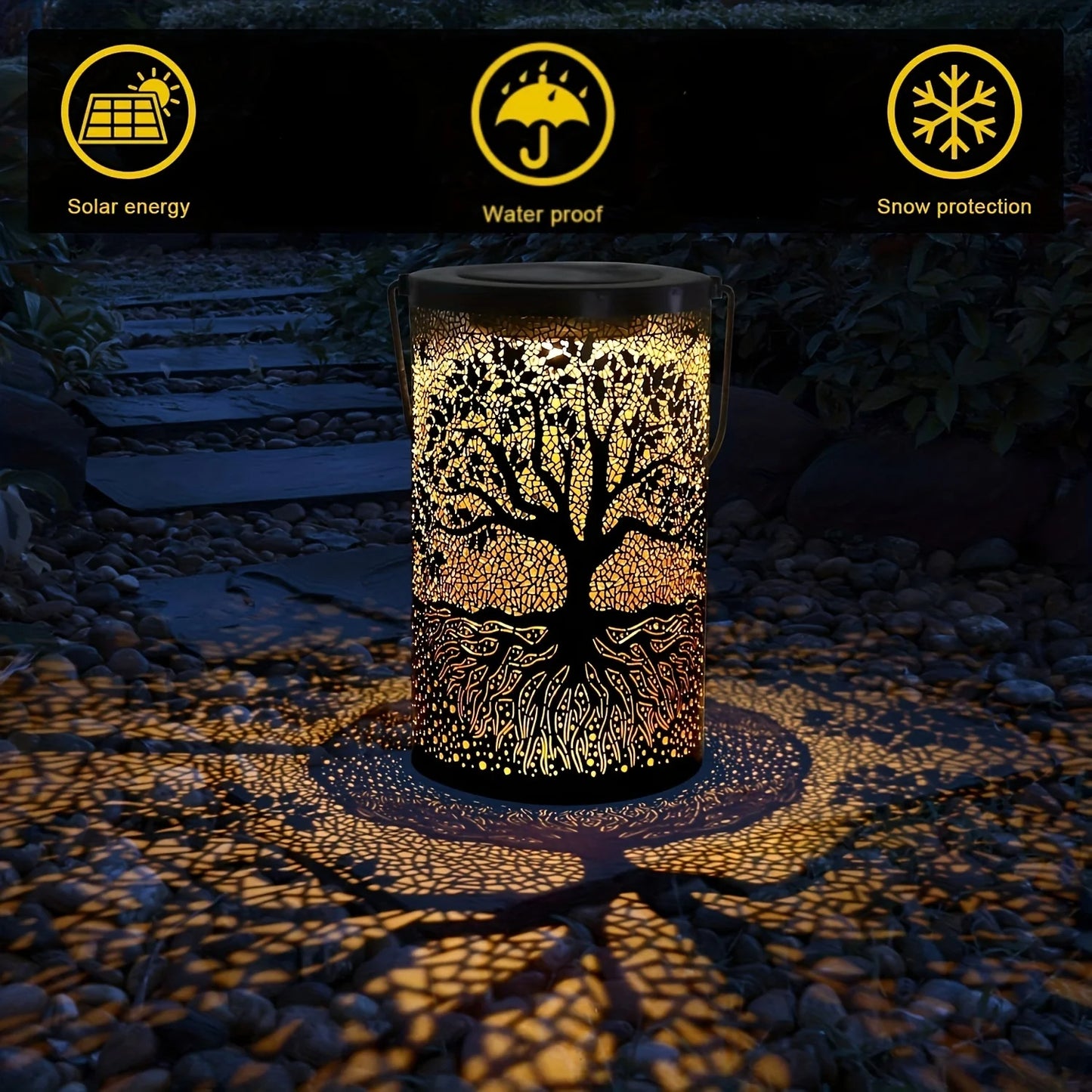 Vintage Metal LED Hanging Solar Lantern Waterproof Big Tree Garden Yard Lights 2