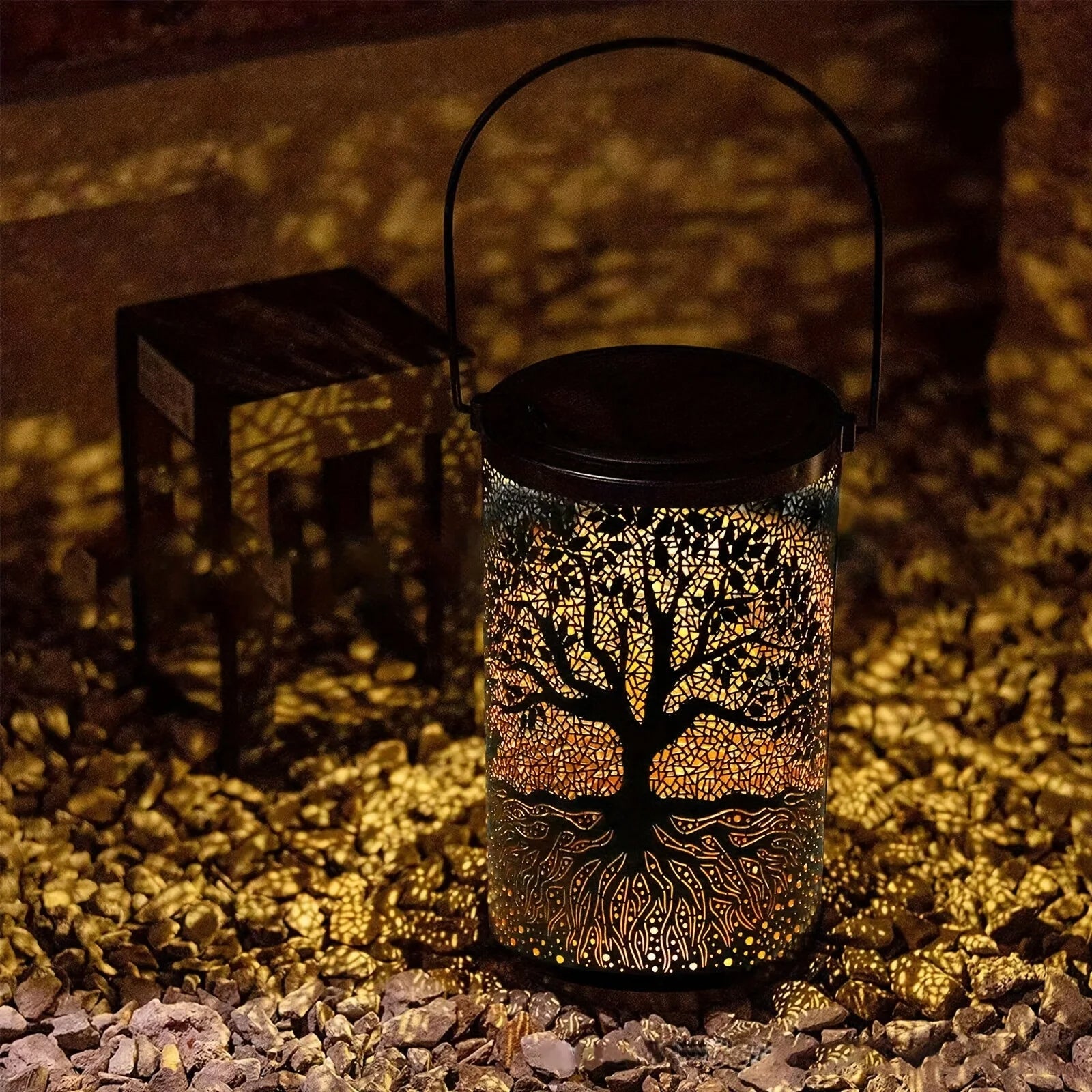 Vintage Metal LED Hanging Solar Lantern Waterproof Big Tree Garden Yard Lights 1