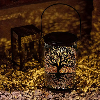 Vintage Metal LED Hanging Solar Lantern Waterproof Big Tree Garden Yard Lights 1