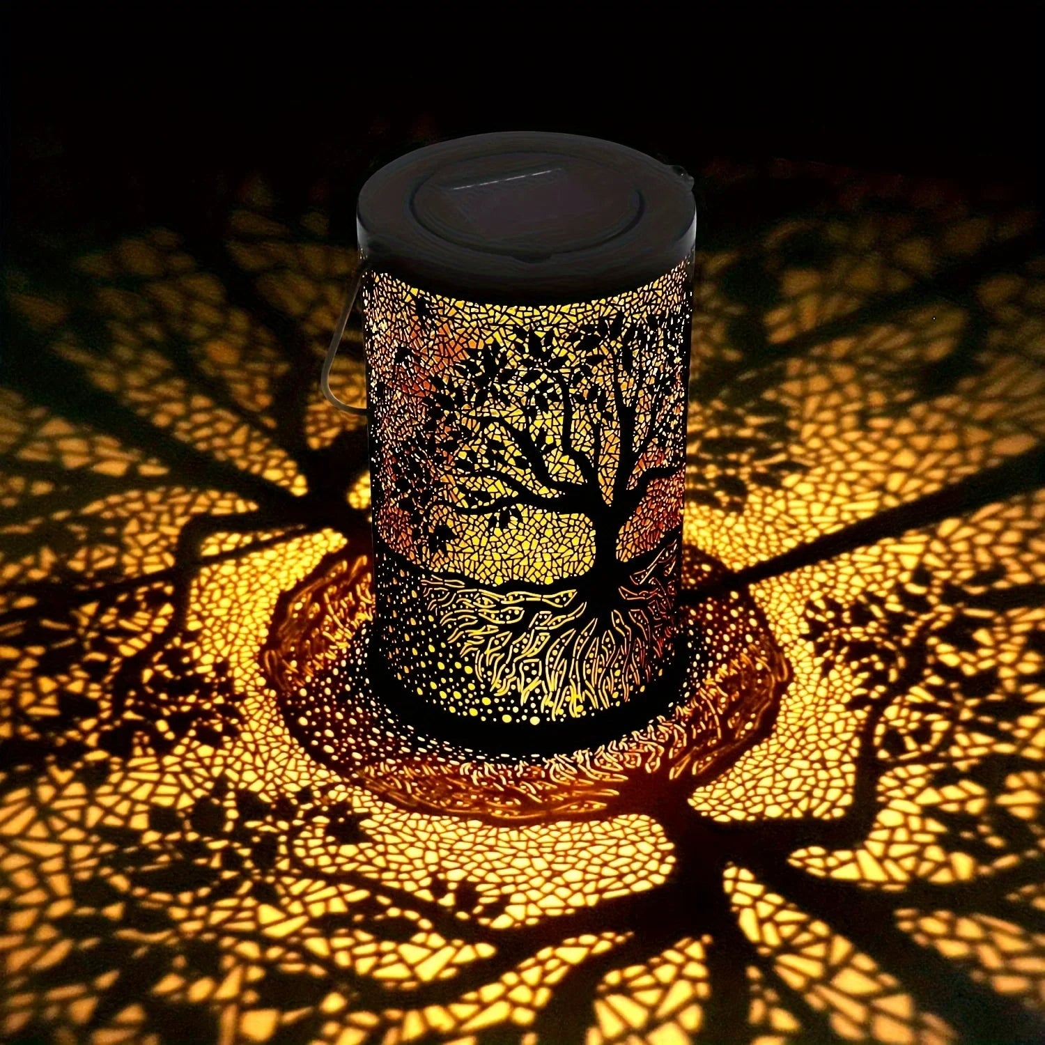 Vintage Metal LED Hanging Solar Lantern, Waterproof Big Tree Garden Yard Lights