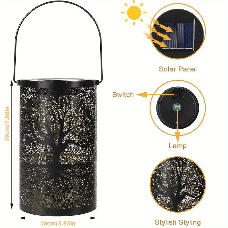 Vintage Metal LED Hanging Solar Lantern Waterproof Big Tree Garden Yard Lights 5