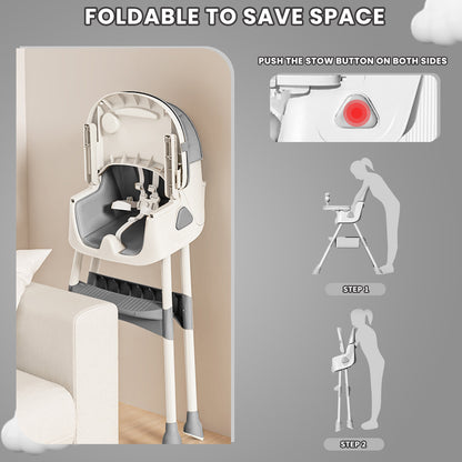 Easy To Clean Foldable Baby High Chair With ToyRack And Large Antislip Pad 4
