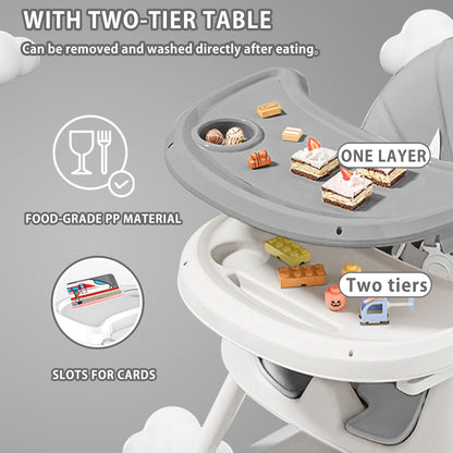 Easy To Clean Foldable Baby High Chair With ToyRack And Large Antislip Pad 6