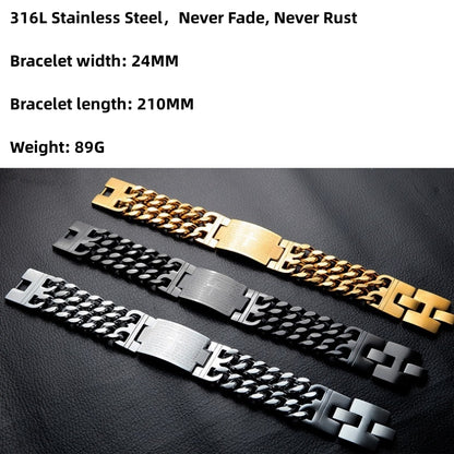 Stainless Steel Cuban Chain Cross Bracelet Width Men Jewelry Hand Chain Wrap Punk Accessory 4