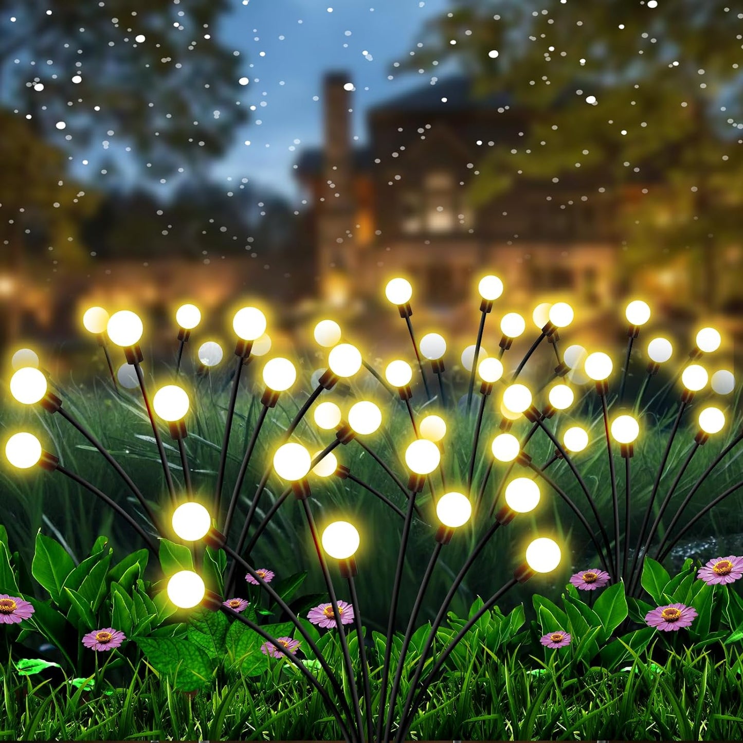 New Upgraded Solar Garden Lights, Waterproof Firefly Outdoor Vibrant Lights for Garden Decoration