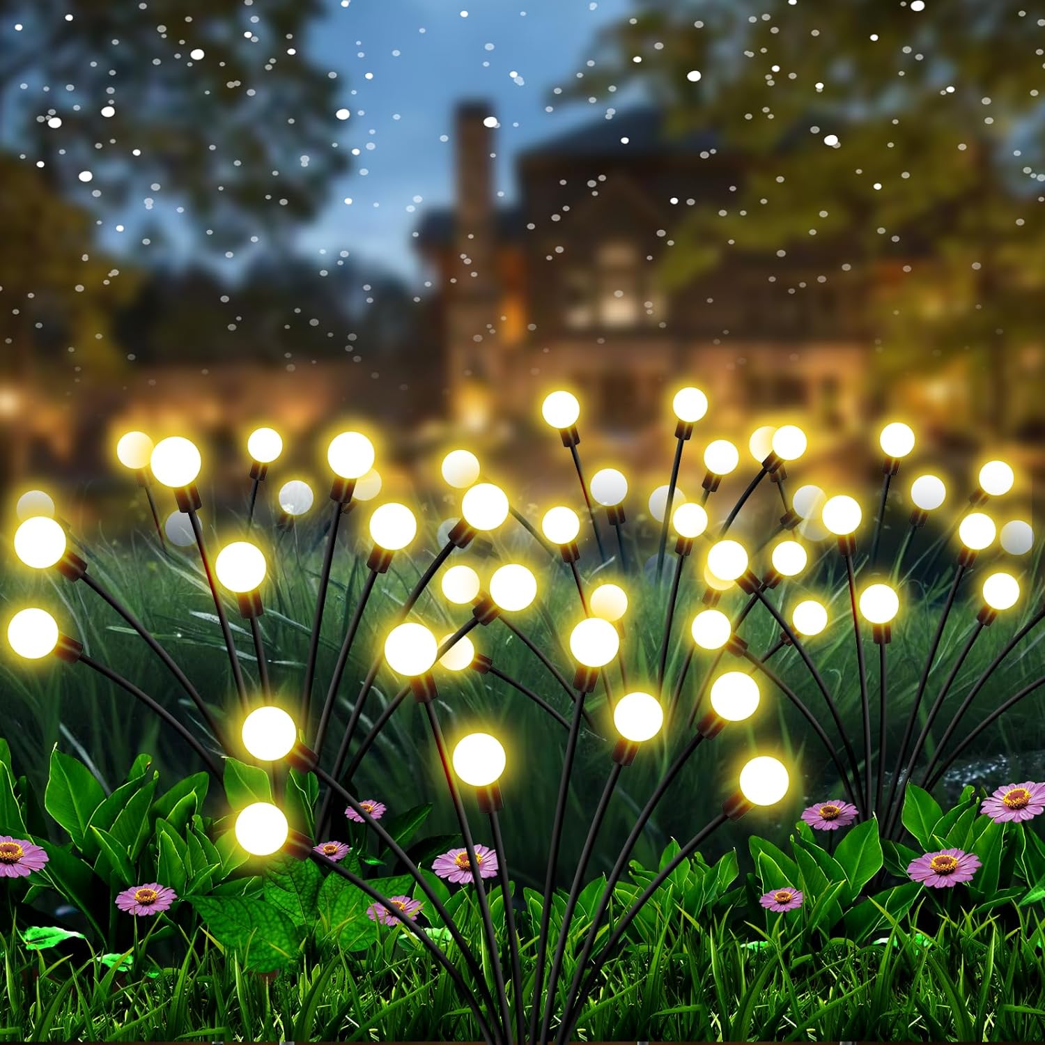 New Upgraded Solar Garden Lights, Waterproof Firefly Outdoor Vibrant Lights for Garden Decoration