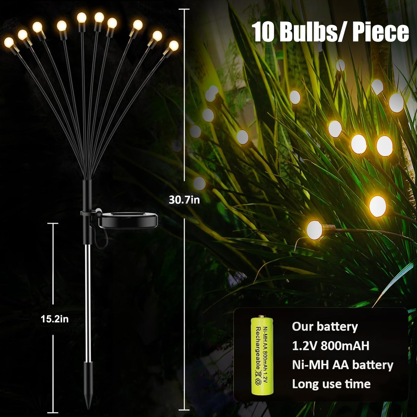 New Upgraded Solar Garden Lights, Waterproof Firefly Outdoor Vibrant Lights for Garden Decoration