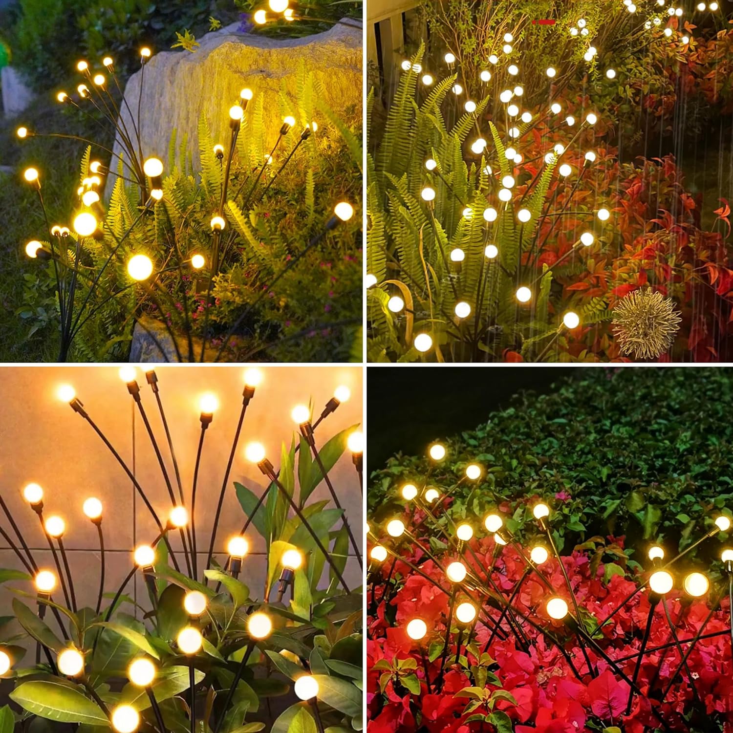 New Upgraded Solar Garden Lights, Waterproof Firefly Outdoor Vibrant Lights for Garden Decoration