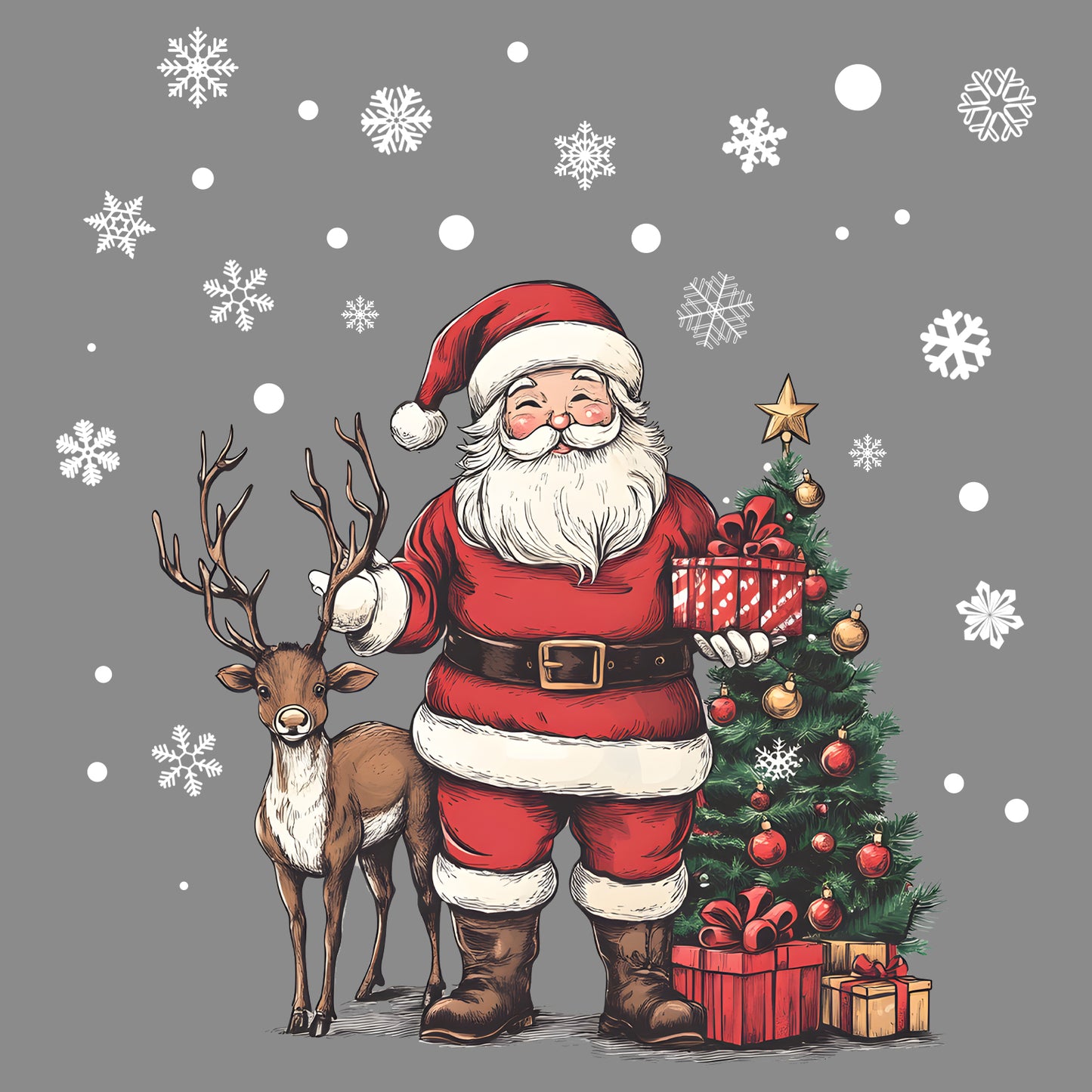 Santa Claus and Reindeer Decorative Stickers, Christmas Holiday Home Wall Stickers for Window Decoration
