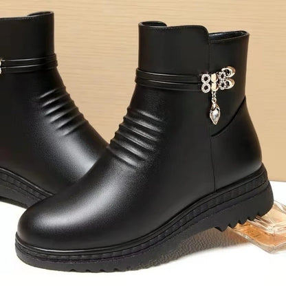 Winter Shoes Women Solid Black Snow Boots Furry Ankle Boots Metal Classic Womens Winter Boots Cozy  3