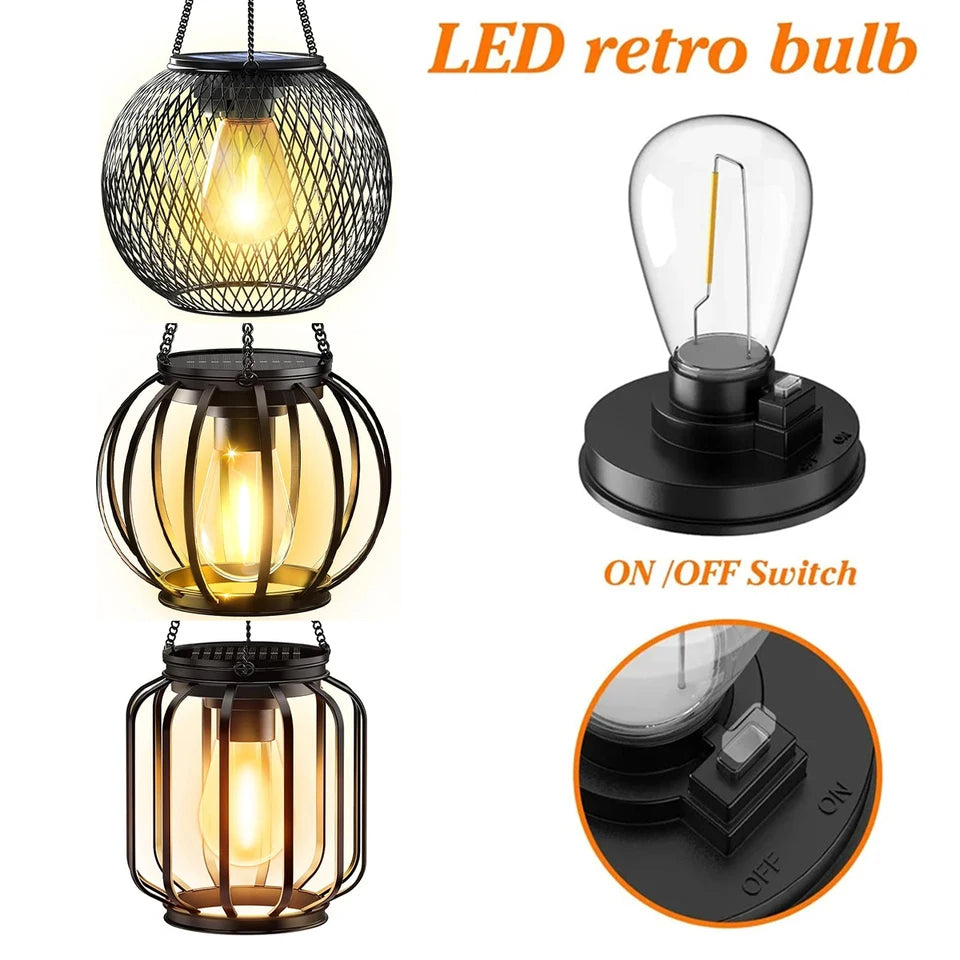 Hanging Solar Lantern LED Light Waterproof Outdoor Sensor Garden Lights Warm White Lamp For Patio Y 2
