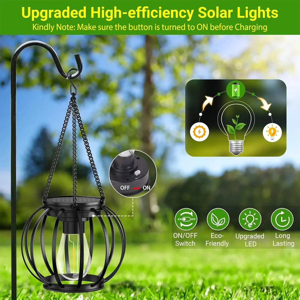 Hanging Solar Lantern LED Light Waterproof Outdoor Sensor Garden Lights Warm White Lamp For Patio Y 3
