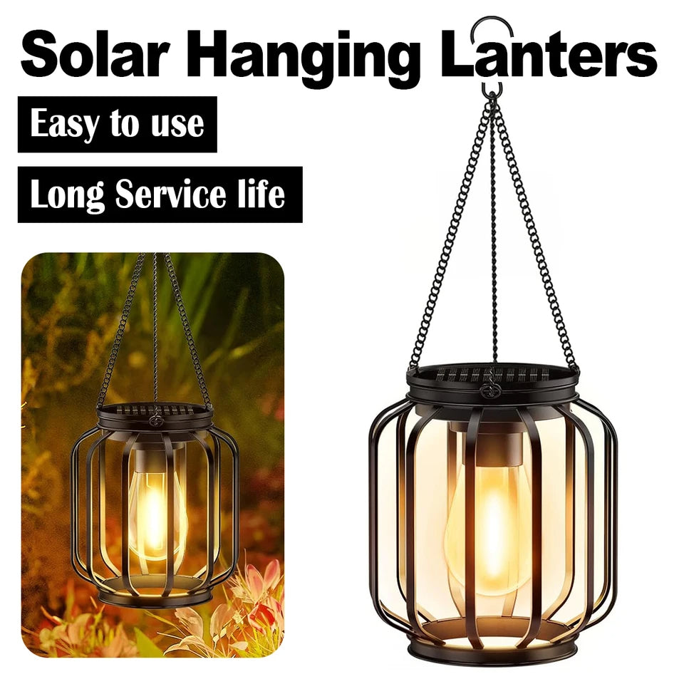 Hanging Solar Lantern LED Light Waterproof Outdoor Sensor Garden Lights Warm White Lamp For Patio Y 5