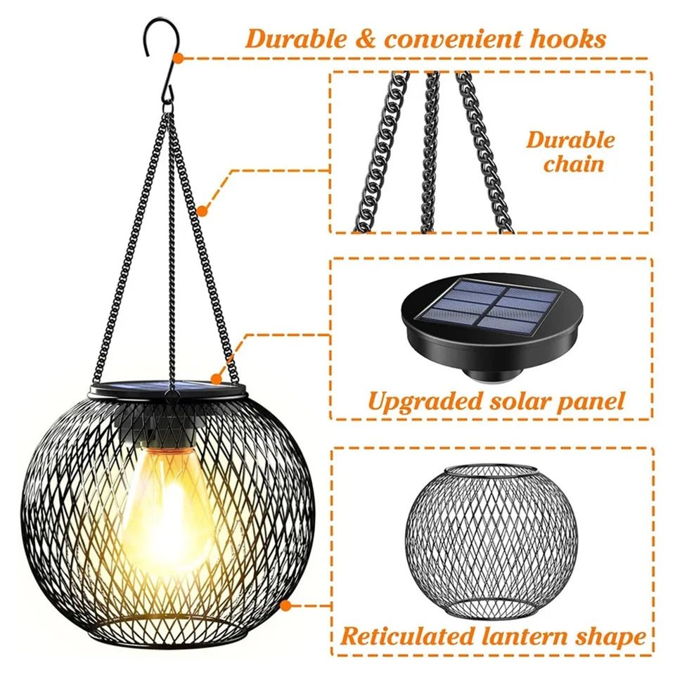 Hanging Solar Lantern LED Light Waterproof Outdoor Sensor Garden Lights Warm White Lamp For Patio Y 4