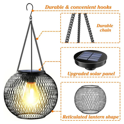 Hanging Solar Lantern LED Light Waterproof Outdoor Sensor Garden Lights Warm White Lamp For Patio Y 4
