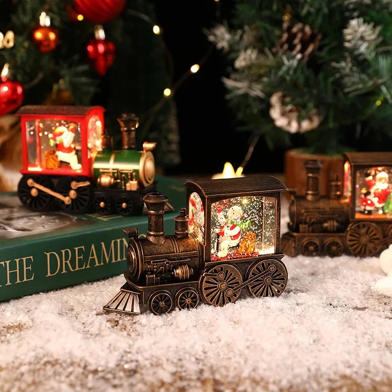 Merry Christmas Crystal Ball LED Lights Santa Claus Train Xmas Decoration For Home And Party Gift 5