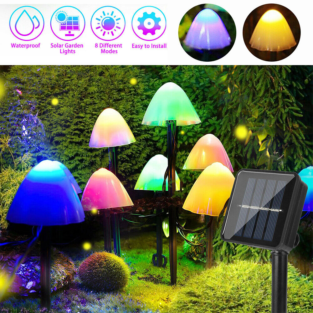 Waterproof LED Solar Mushroom Lights Outdoor Garden Patio Christmas Holiday Decoration For Lawn Dec 2