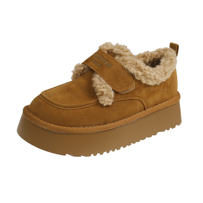 Warm Lamb Wool Winter Boots for Women Non Slip Thick Bottom Ankle Snow Boots Cotton Padded Flat Thicken Plush Shoes